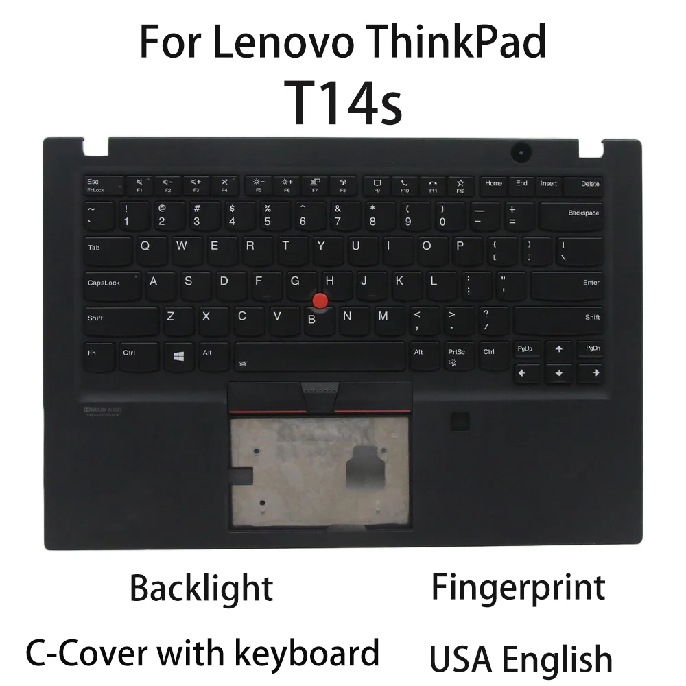 

New For Lenovo ThinkPad T14s Laptop C-Cover with keyboard USA English Backlight Fingerprint FRU:5M10Z54246 5M10Z54247