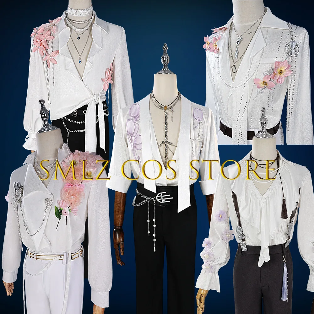 

IN STOCK Love And Deepspace Caleb Zayne Rafayel Cosplay Xavier Costume Man Flower Shirts Chain Set Sylus Cosplay Props No Pants