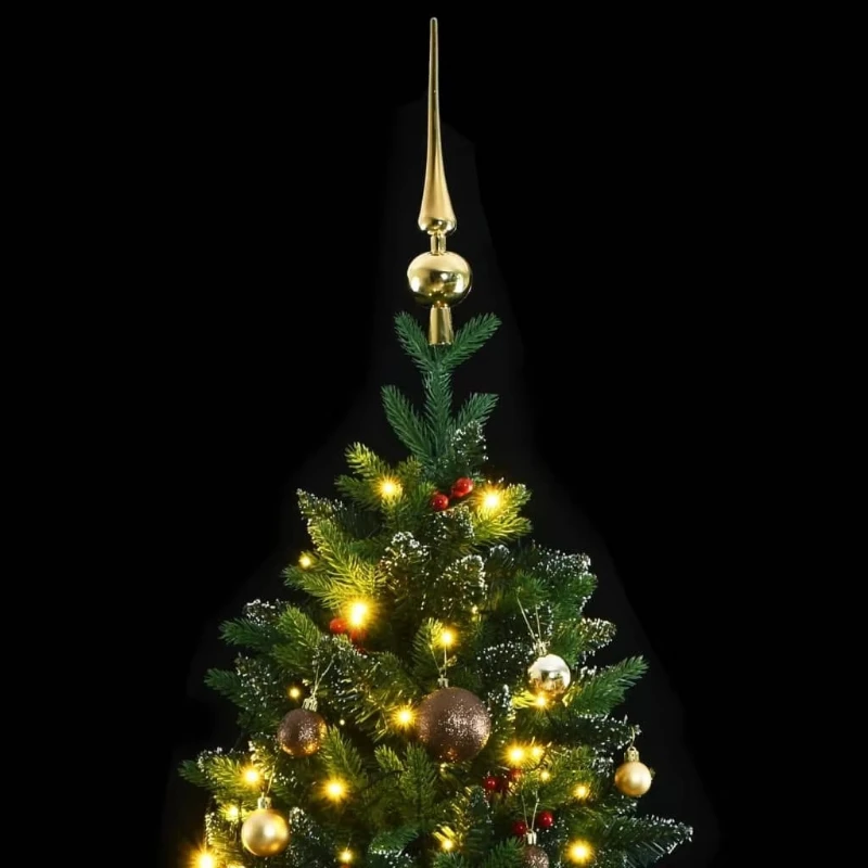 Hinged Artificial Christmas Tree with 150 Light Emitting Diodes for Holiday Decorations