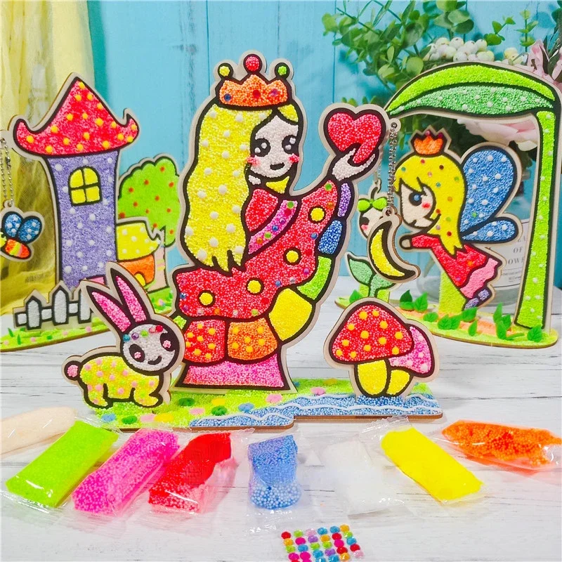 

3D Wood Snowflake Clay Painting Children DIY Creative Colorful Mud Painting Toys Board Art Painting Tool Child Educational Toys