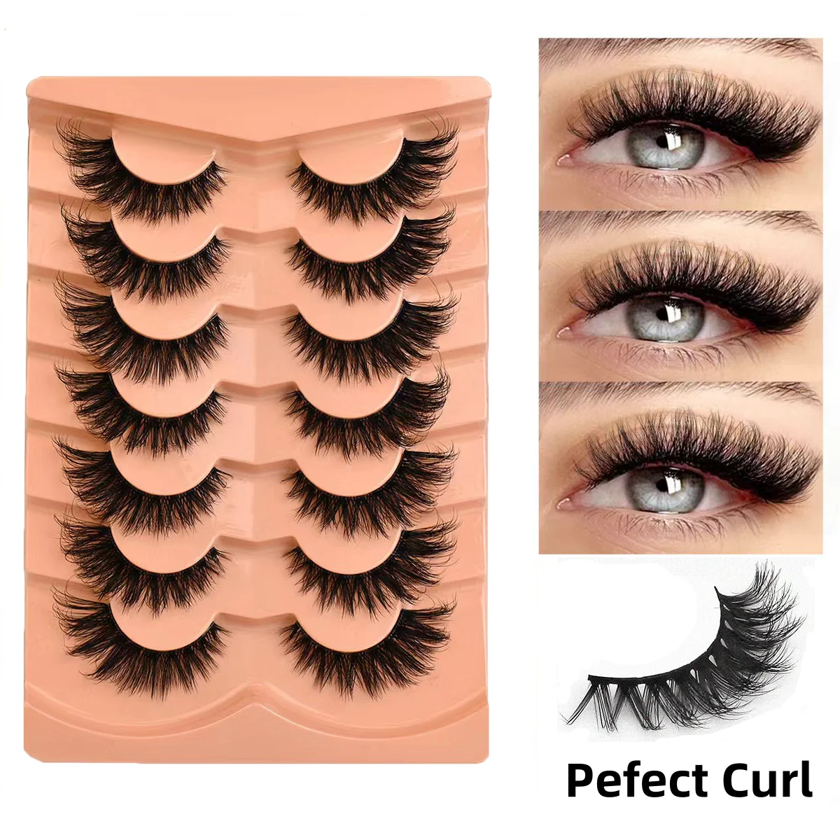 7 쌍 3d 슬리밍 컬리 인조 속눈썹 대용량 자연스럽고 사용하기 쉬운 눈의 모습을 향상시키는 가짜 속눈썹