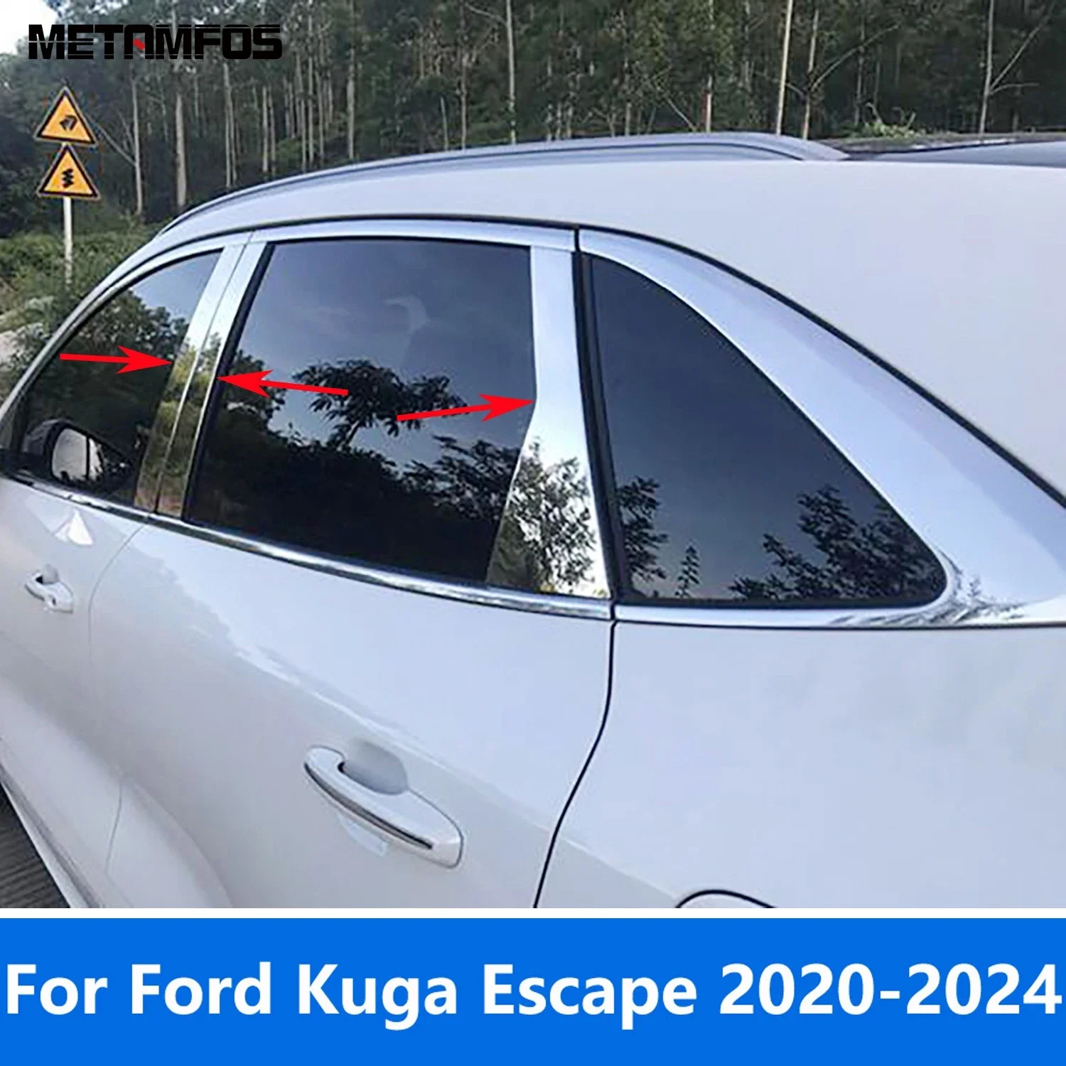 Car Accessories For Ford Kuga Escape 2020 2021 2022 2023 2024 Stainless Steel Window Center B C Pillar Posts Cover Molding Trim