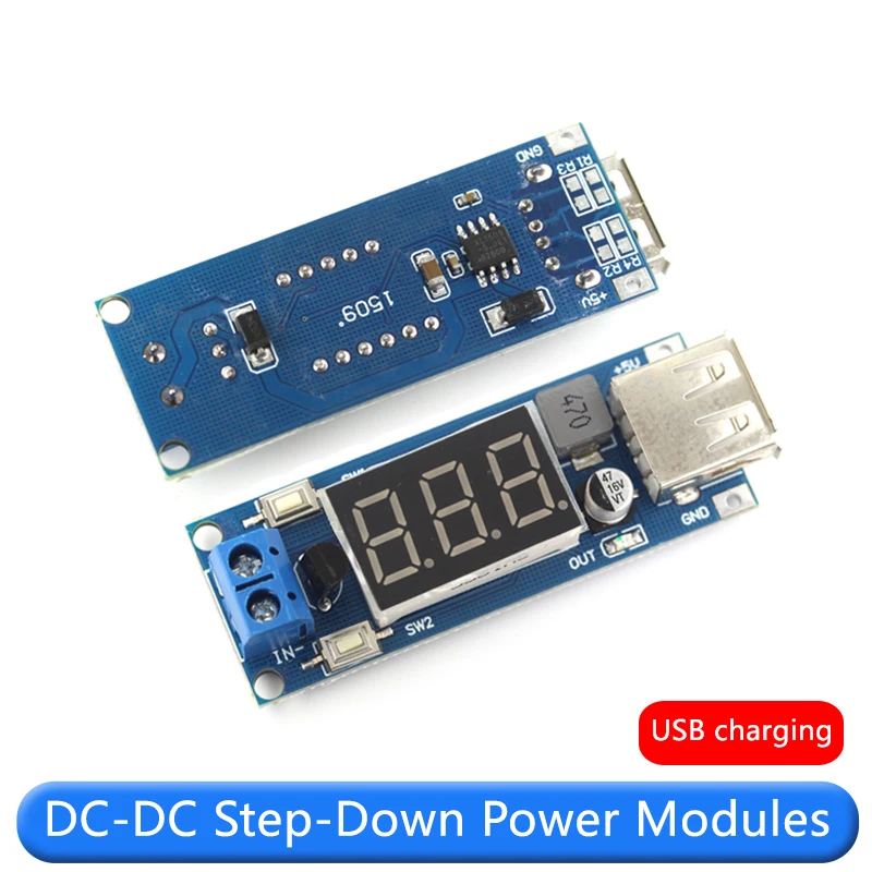 DC-DC Power Supply Moule 6.5-12V To 40-5V Adjustable Step-down Charger Module Step Down Buck Converter LED Driver with Voltmeter