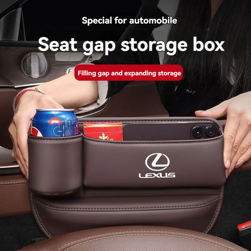 Leather Car Seat Gap Organizer with Cup Holder Auto Console Side Storage Box For Lexus NX RX CT IS GS GX ES Audi Car Accessories