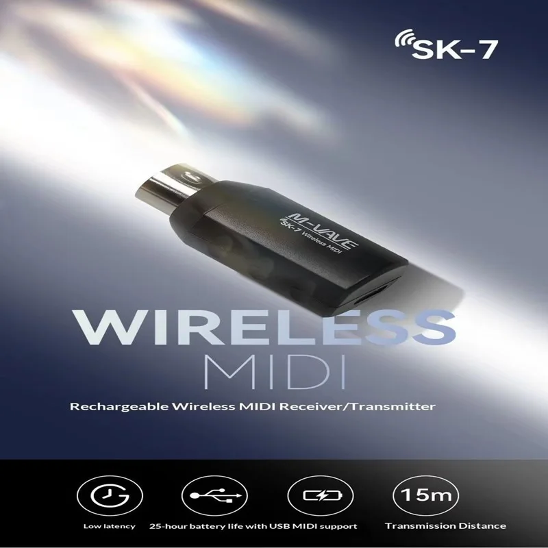 M Vave Sk7 Wireless Midi Adapter Rechargeable Bluetooth Transmitter Receiver For Electronic Music Instrument view 4