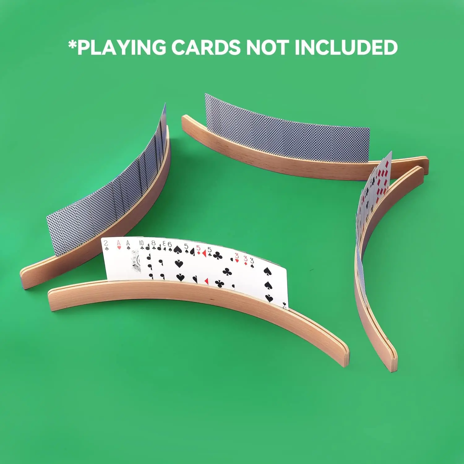2/4Pcs 13" Curved Wood Card Organizer Cardholder Playing Card Trays Card Game Accessories for Adults, Small Hands, Seniors
