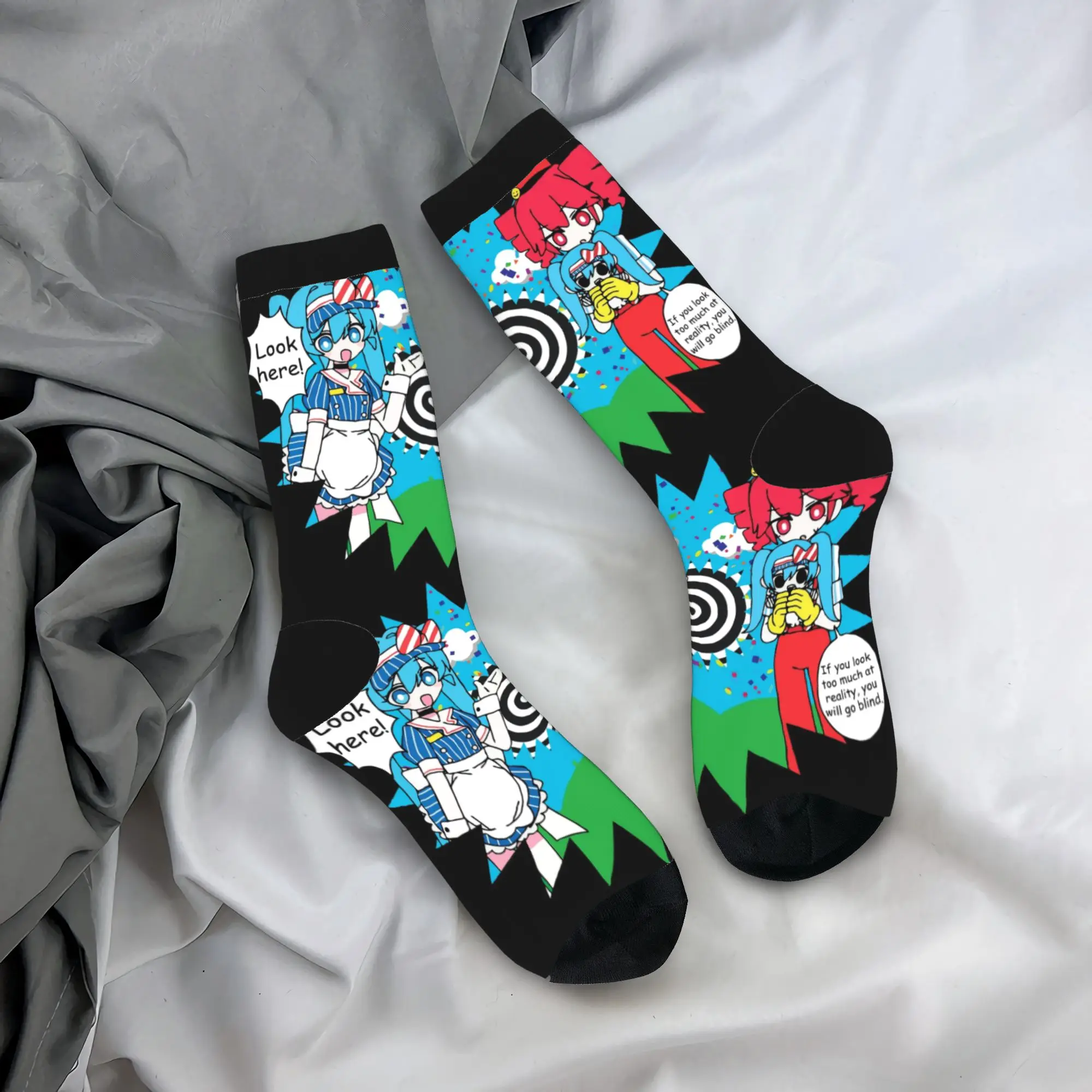 

Милые носки Kasane Teto, популярные готические чулки с виртуальной певью, качественные велосипедные носки для взрослых и мужчин, осенние нескользящие носки на заказ