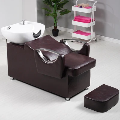 Hot Sale Hair Salon Color Custom Comfortable Massage Furniture Shampoo Chair Washing Bed With Bowl