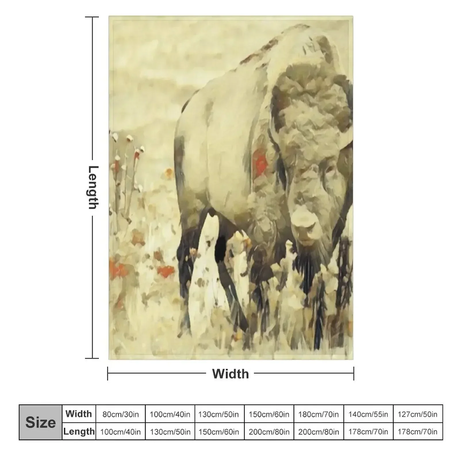 Bison Watercolor Painting Throw Blanket cosplay anime Kid'S Furry Blankets