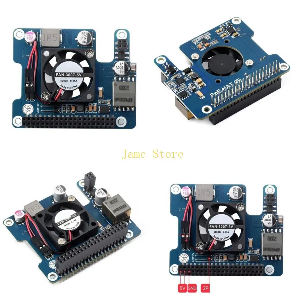 

LX0B Poe Ethernets Power Poe Supply Expansion Board Module with Fan Support 802.3AF For RPI 5
