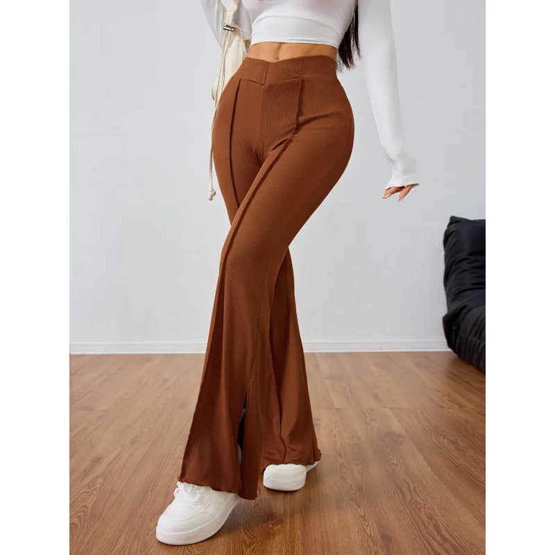 YQ1-Women's Fashion Casual Slightly Spicy Pants Autumn Winter New Elastic Waist Slimming Wide-Leg Long Pants