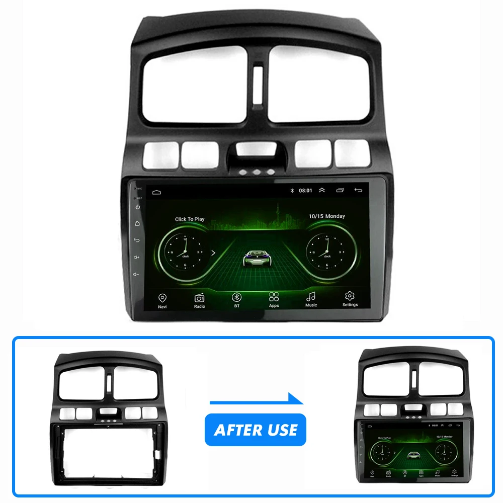 Car Stereo Radio Fascia Panel Trim 9inch Frame For Hyundai Santa fe 2001-2006