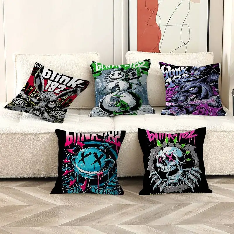 B-Blink 182 Rock Band Kissenbezug, Auto-Kissenbezug für Sofa, Auto, Weihnachtsgeschenk, 40 x 40 cm, 45 x 45 cm