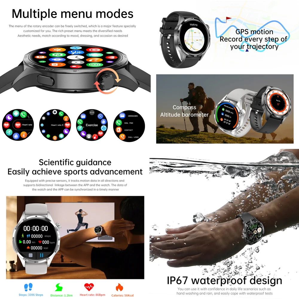 لهواوي GT سلسلة GPS NFC Smartwatch الرجال 360*360 AMOLED HD شاشة بلوتوث دعوة مقاوم للماء الرجال ساعة ذكية لساعة 5 PRO