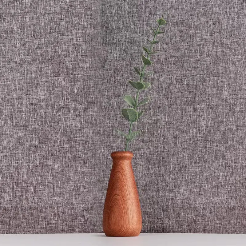 

Handmade Wooden Vase, Solid Wood Flower Arrangement, Retro Minimalist Desktop Decor for Dried Flowers