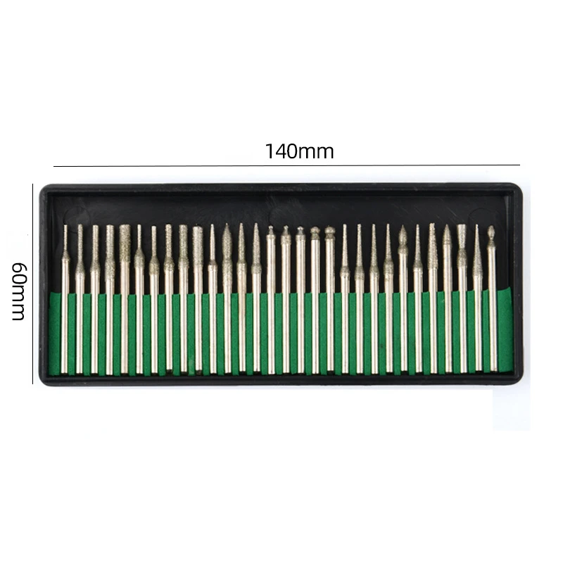 30pc Diamond Burr Bits Drill Kit for Dremel Rotary Tool Metal Woodworking Router Grinding Engraving Carving Polishing 2.35/3mm
