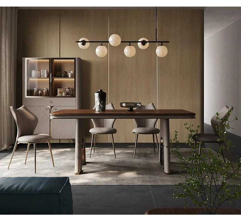 

Dining table Modern simple high-end villa luxury natural marble home light luxury dining table