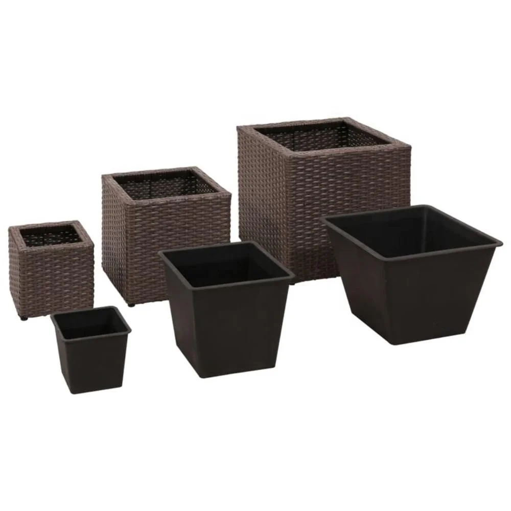 Indonesia Home Living Furniture Cheap Garden Square Planter Rattan Brown Home Decor Plant Flower Stand Box