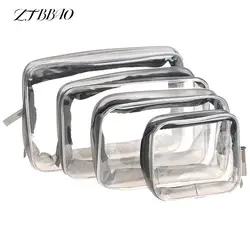 Bolsa de almacenamiento de cosméticos transparente multifuncional con doble cremallera, bolsa de maquillaje, organizador de artículos de tocador transparente impermeable, 4 tamaños