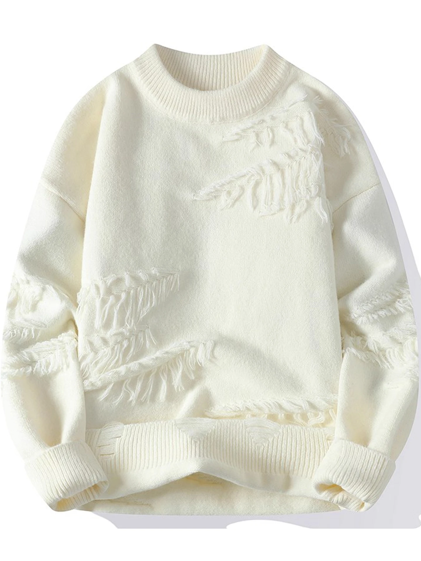 

Мужской вязаный свитер с круглым вырезом, повседневный, однотонный, с отверстиями, осенне-зимний, модный, брендовый, удобный крой