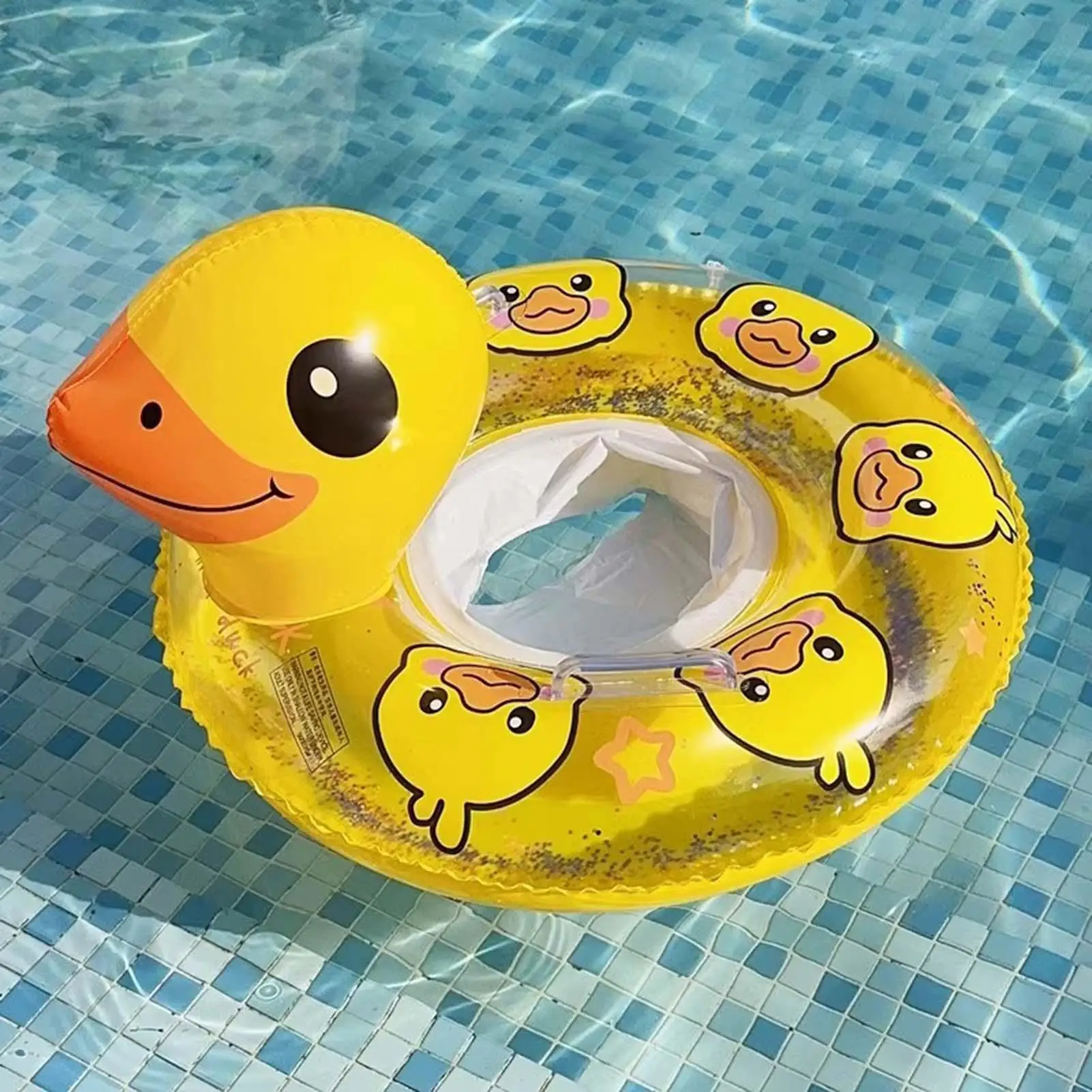 Swim Rings for Kids Inflatable Pool Floats for Baby Yellow Duck Shape Swim Rings with Handle Outdoor Toys for Summer Travel Boys