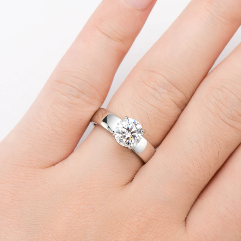 Lnkry Certified Solitaire 2CT 8mm Moissanite Rings 925 Sterling Sliver 18k Gold Plated Engagement Ring For Couples Jewelry