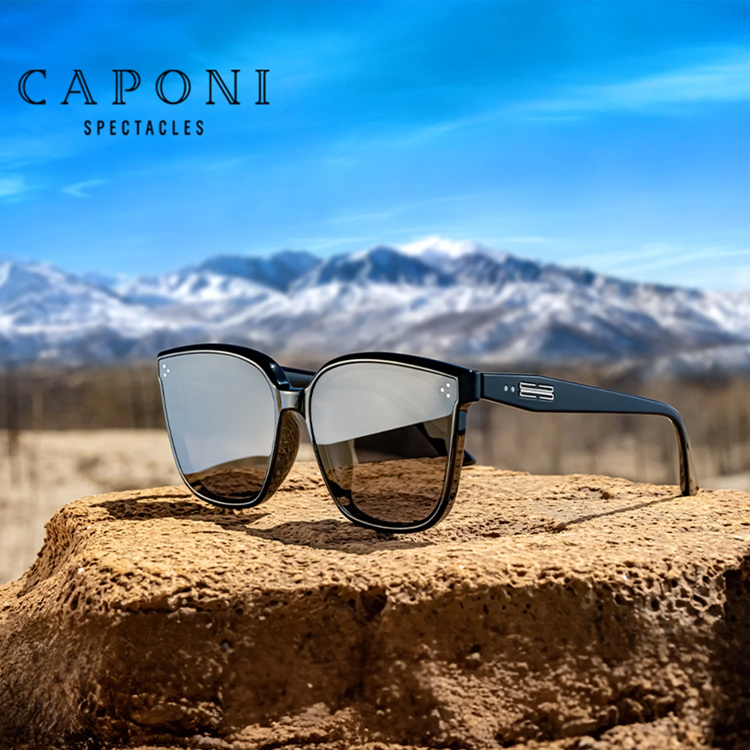 CAPONI HD Polarized Sunglasses For Men High high Quality Acetate Driver Sun Glasses UV400 Protect Outdoor Square Shade CP23009