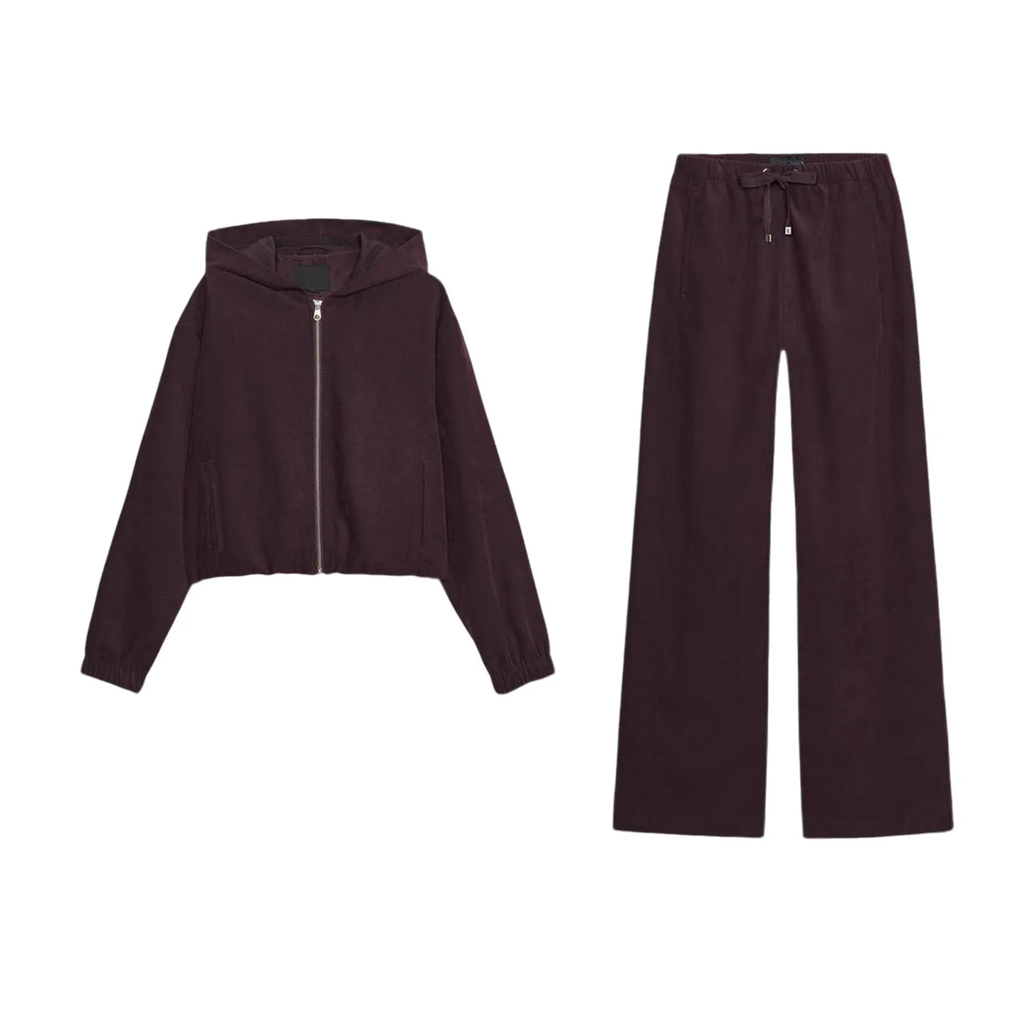 معطف Jaet فضفاض للطيار مع سحاب وغطاء محرك السيارة كاجوال بنطال ذو قصة أرجل واسعة وحزام للخريف طقم سراويل طويلة للنساء #5