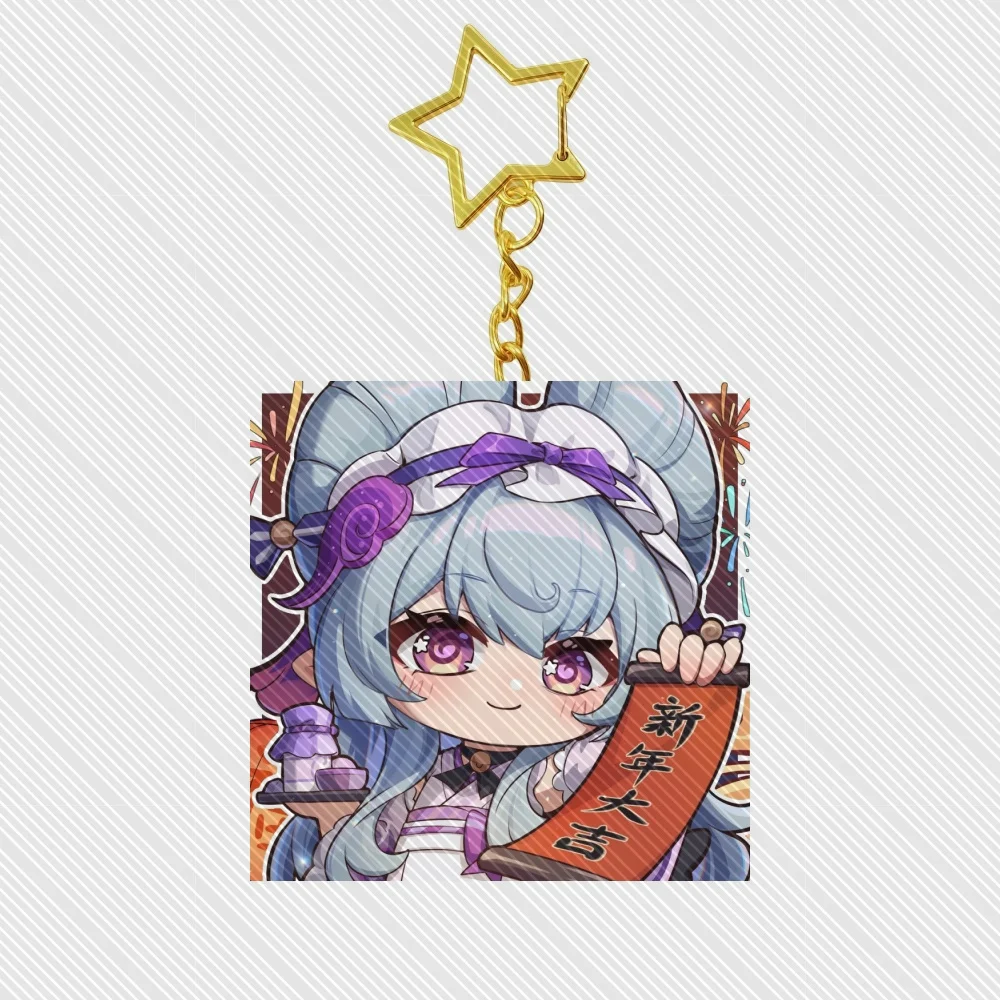 Anime Genshin Impact Acrylic Keychain Decoration Desk Figure Display Fan Gift Goods Birthday Collection 6cm