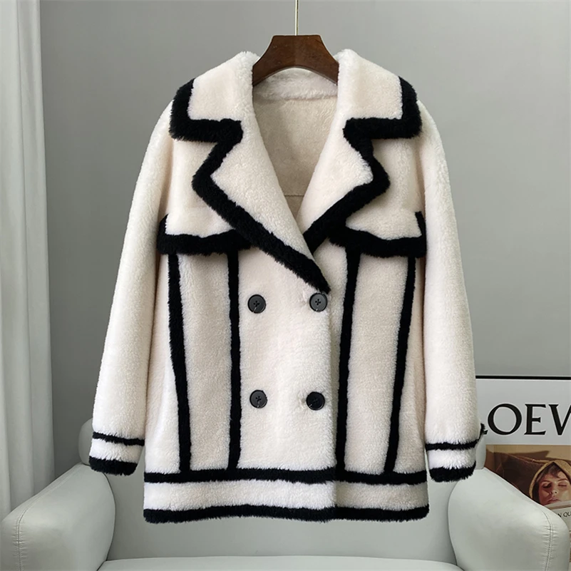 Aorice Women Natural Wool Fur Coat parka New Winter Warm Female Sheep Shearing Jackets Over Size Overcoats CT235