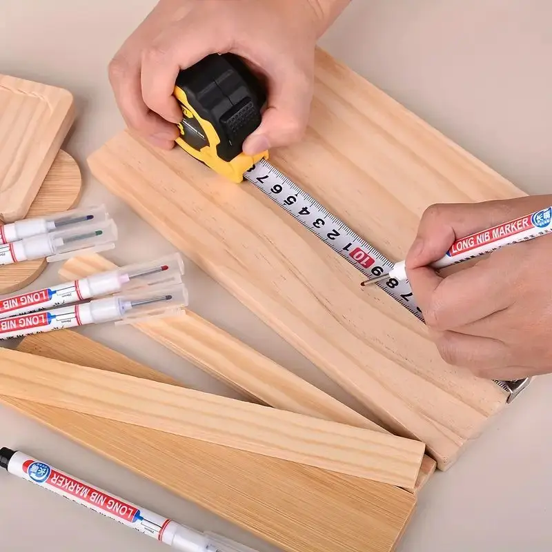 10-Pack Long Tip Markers - Quick-Dry, Waterproof for Construction, Woodworking & Tiles