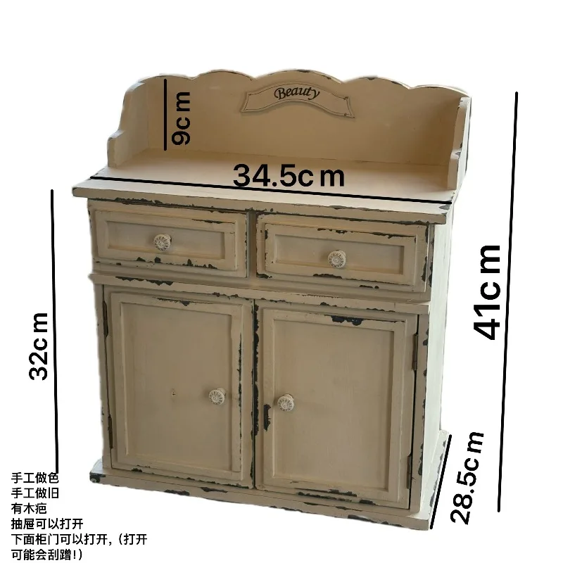 

Garden Wooden Cabinet Drawer Cabinet Grocery Ornament with Decorative Gardening Shelf Wood Art Old Display Cabinet 8