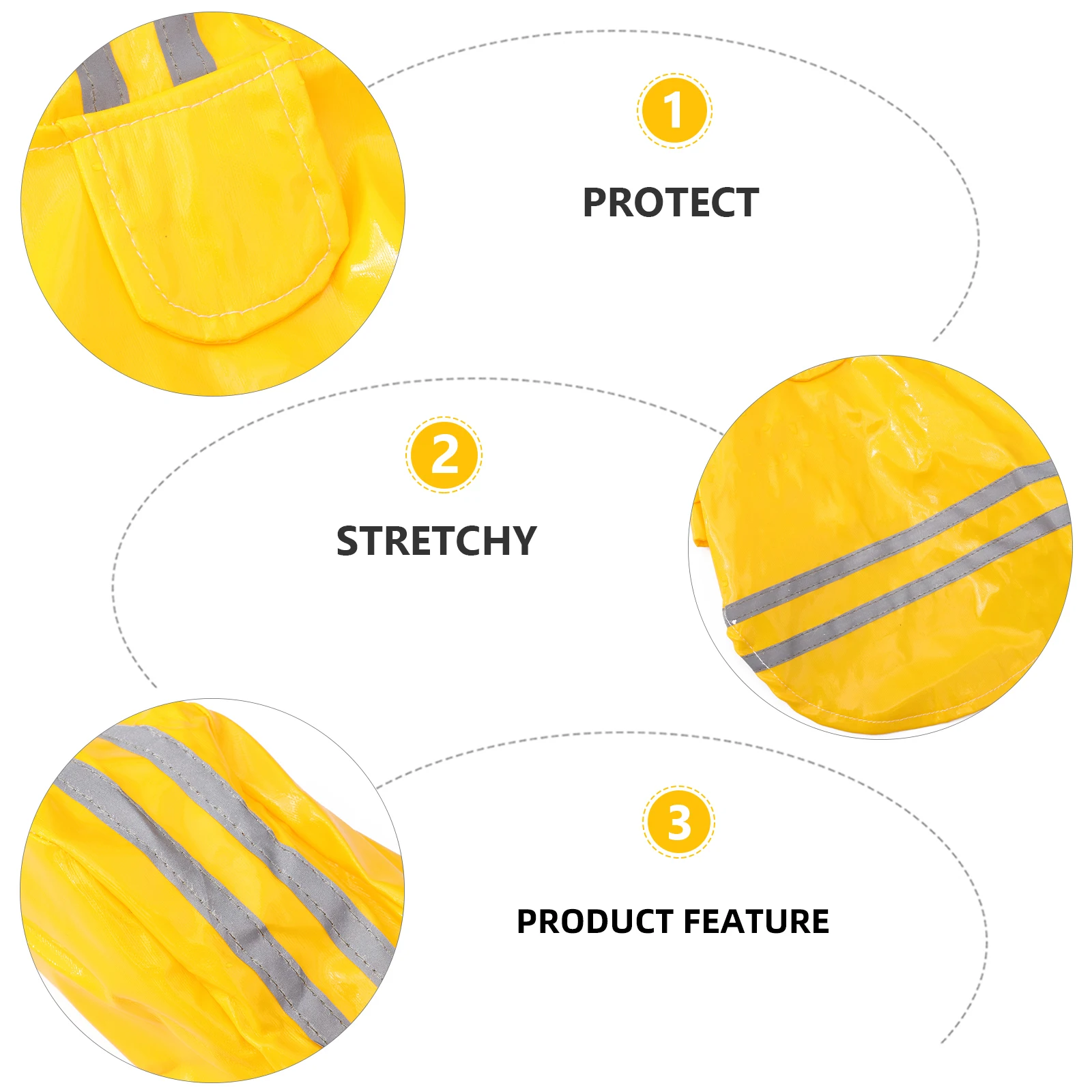 

Pet Dog Raincoat Lightweight Durable Waterproof Jacket Yellow Small Dogs Poncho Hooded Reflective Stripes Breathable Fashion