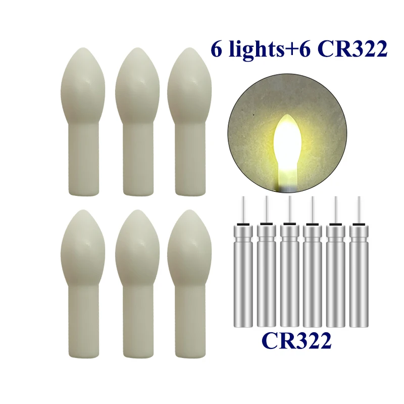 6PCS Electric Ocean Light Sticks+6CR322 Electronic Light Stick Ocean Light Stick Rod Luminous Light Stick Tackle Accessories
