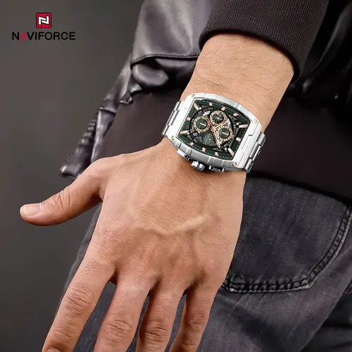 Reloj NAVIFORCE para hombre Tonneau nuevo estilo moda viajes al aire libre deporte cronógrafo reloj de cuarzo Original reloj de regalo masculino 2025