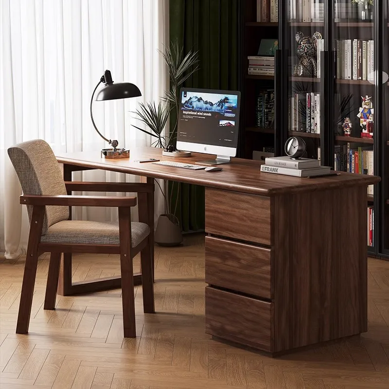 Simple modern desk home bookcase combination study table and chair