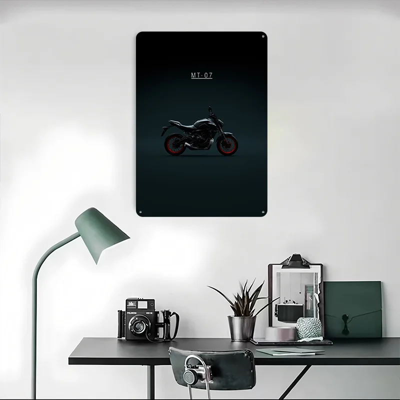 دراجة نارية MT07 2021 ملصق مطبوع مخصص جدار الفن ريترو خمر معدن القصدير علامات للمنزل غرفة المعيشة ديكورات المنزل