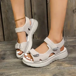 Shoes for Women 2024 High Quality Buckle Strap Women's Sandals Fashion Peep Toe Casual Sandals Women New Plus Size Flat Sandals