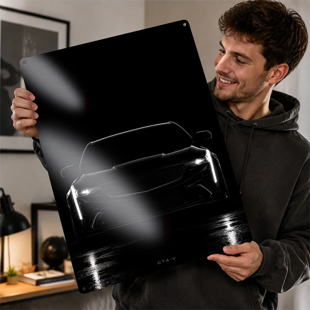USA CT4-V Black Sports Car Printed Poster Personalized Aluminum Metal Sign Road Performance Legacy Wall Art Perfect For Garage