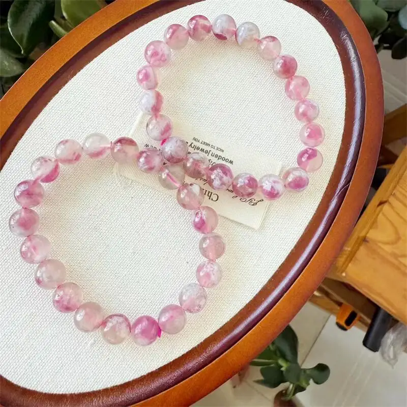 

9,5 мм натуральный турмалин с цветком сливы, браслет из бисера, женская мода, Рейки, целебная энергия, драгоценный камень, ювелирные изделия, подарок на праздник, 1 шт.