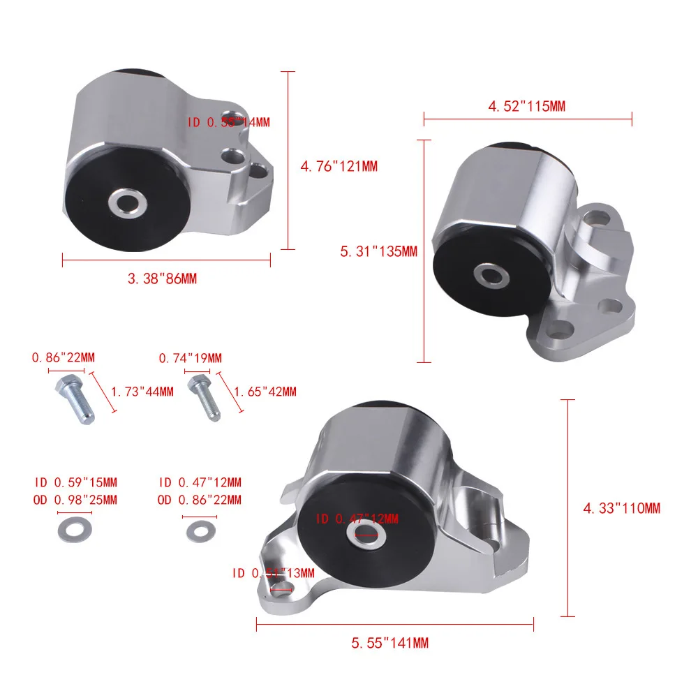 3-bolt Left Mount Engine Swap Mount Kit for Honda Civic D-Series or B-Series DC2 EG EA020 Engine Mounts