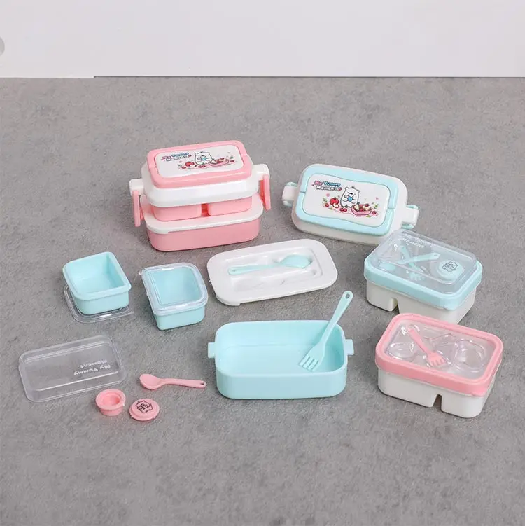 DIY Mini Doppelschichtige Lunchbox im Maßstab 1:12, Niedliche Essensbox für Puppenhaus-Miniatur-Lebensmittelaufbewahrung – Detail 11