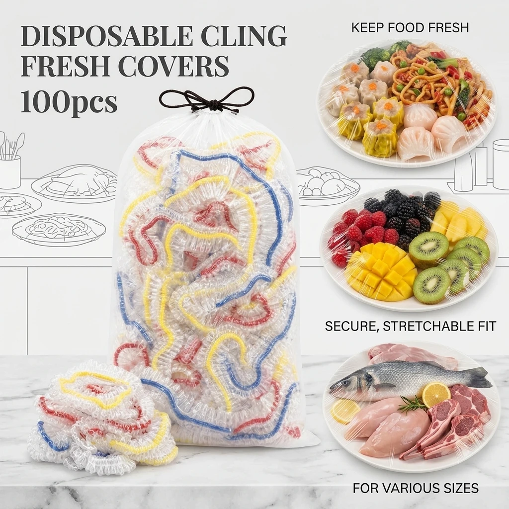 100pcs Disposable Food-Grade Fresh-Keeping Film Covers for Home Use Prevent Odor Transfer in Refrigerator Suitable