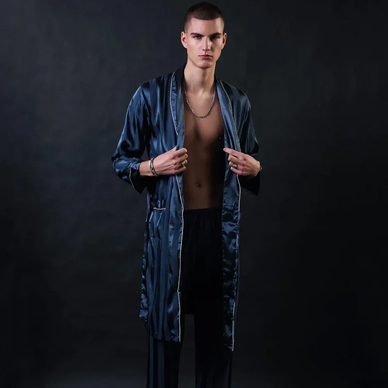 Wholesale Solid Mens Robes Nightgowns Bathrobe Male Lounge Robe Thin Sleepwear