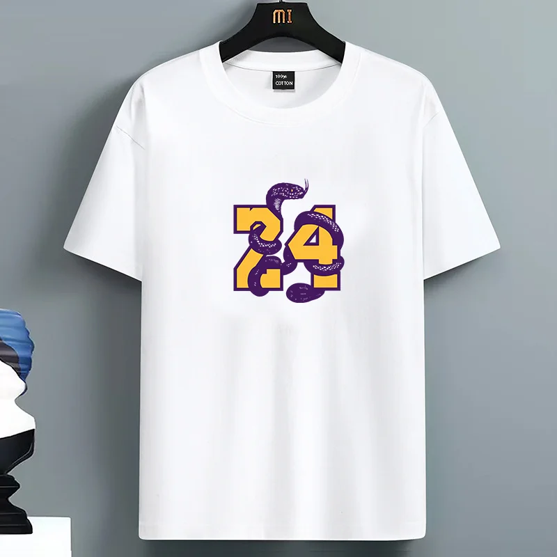 

LuxurySummer men's 100% Cotton Casual Loose Fit Large Letter Print Round Neck Short Sleeved T-shirt Top High Street Unisex Style