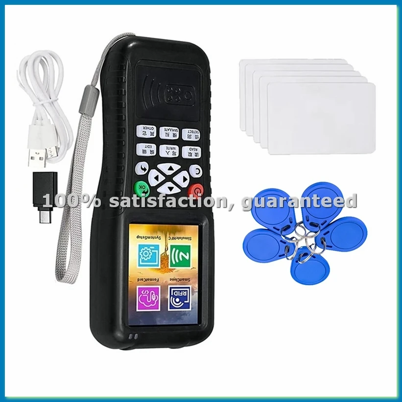 

Считыватель/записыватель смарт-карт RFID NFC X100 + 5 дубликаторов CUID карт/брелоков RFID, программатор ID/IC карт, копировщик зашифрованных ключей - A51M