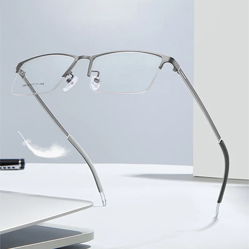 EYORA Men Business Metal Half-Frame Reading Glasses Myopia Eyewear Hyperopia Anti Blue Light Progressive Photochromic Eyewear