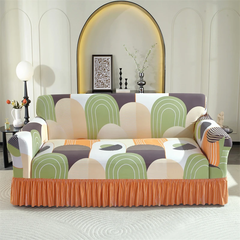 1-Piece Printed Elastic Sofa Cover, Sofa Protector for Single, 2, 3, or 4-Seater Sofas, Beautiful and Suitable for Hotel, Living Room, Dining Room, Home Decoration