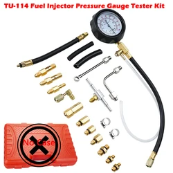 TU-114 Fuel Injector Pressure Gauge Tester Kit Diesel Engine Compression 0-140 PSI Gas Oil Pressure Tools for Car Motorcycle