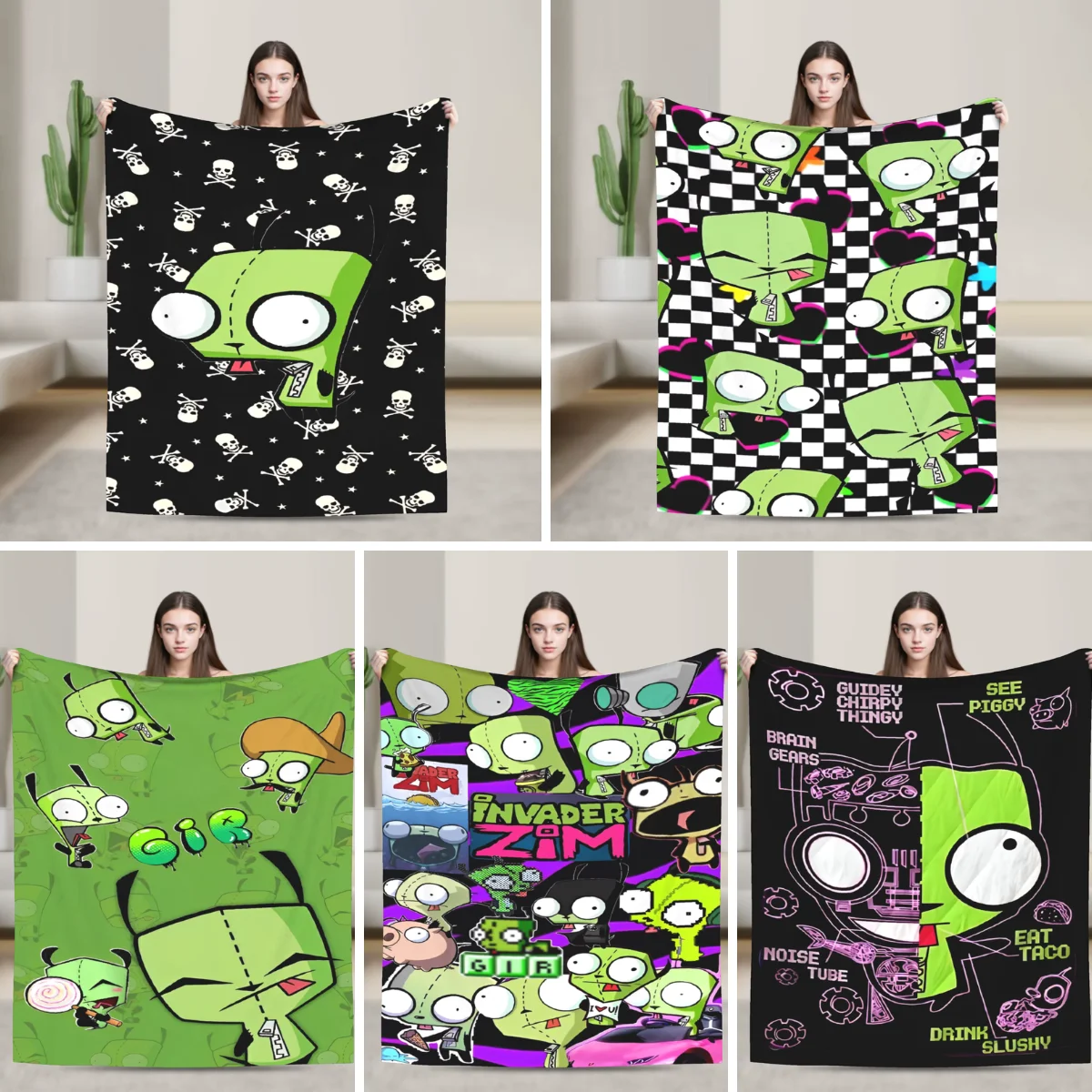 

Invaders Zims Gir Blankets Quality Warm Soft Throw Blanket Winter Boy Girl Couch Chair Novelty Bedspread